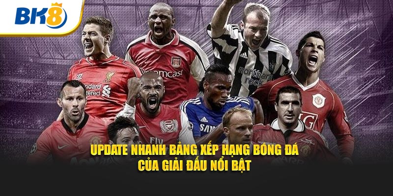 Update nhanh bảng xếp hạng bóng đá của giải đấu nổi bật
